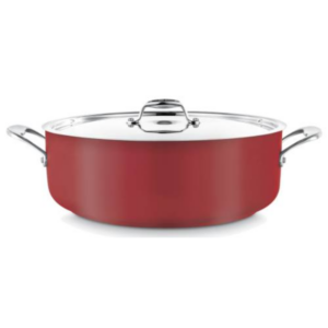 PUJADAS 8.9LT LOW CASSEROLE POT WITH LID RED S/STEEL