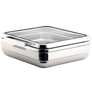 TIGER SQUARE WITH GLASS LID INDUCTION CHAFING DISHES T-COLLECTION S/STEEL